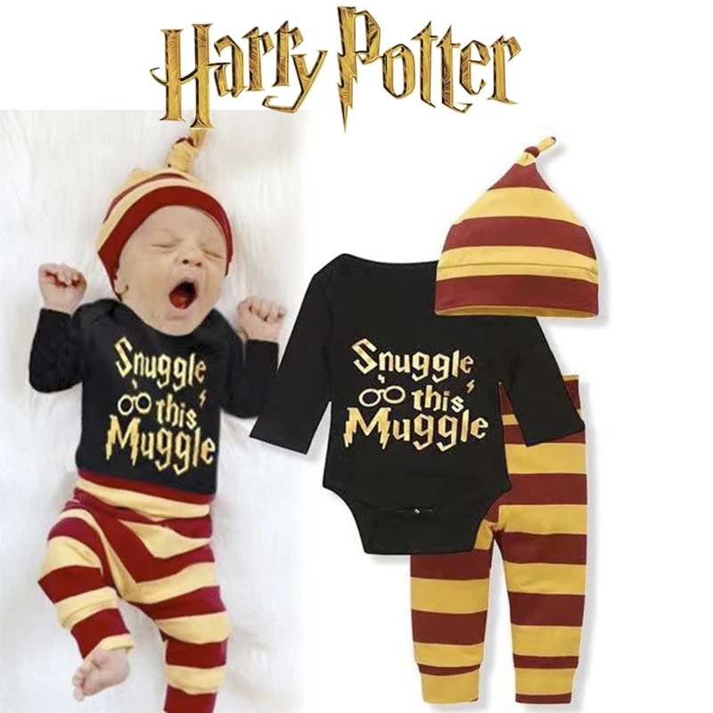 Movie Harry Potter Baby Onesies Cartoon Long Sleeve Suit for Kids Cosplay Party Costumes Photo Props Children\'s Winter Pajamas