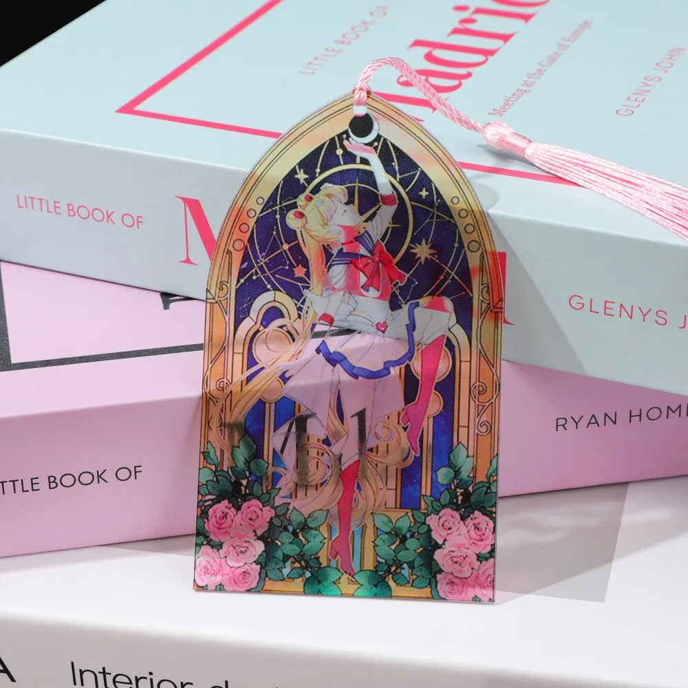 Sailor Moon Acrylic Bookmarks, Usagi Tsukino Magical Girl Fans for Manga Reading, Journaling, Study, Birthday Gift