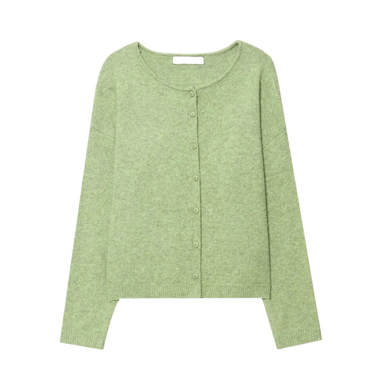 

Loose Knitted Long Sve round Ne Open Cardigan Sweater New Autumn Women's Faion Lazy Sle Single Button Polyester Fiber