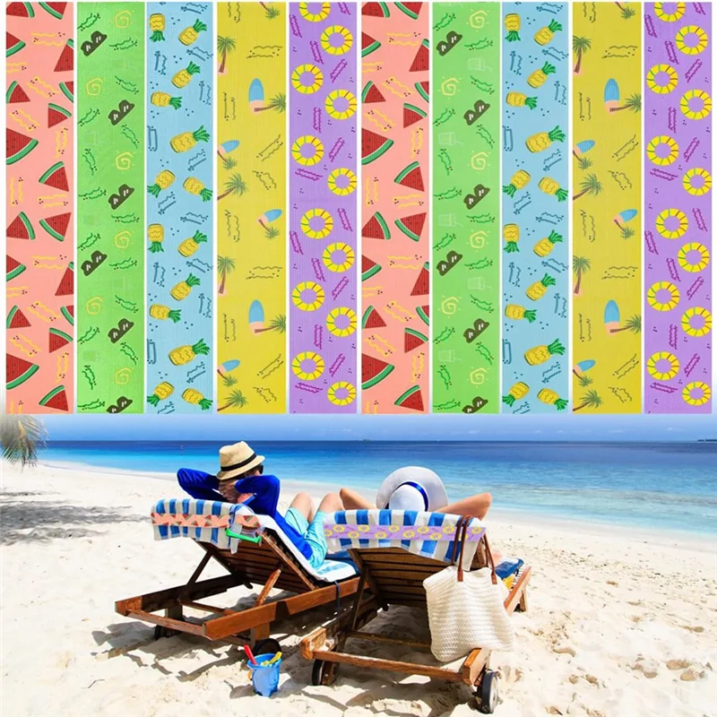 ABLA-strandhanddoekbanden, 10-pack handdoekbanden voor strandcruisestoel handdoekclips 12 x 2 inch voor het vasthouden van strandlakens zomer