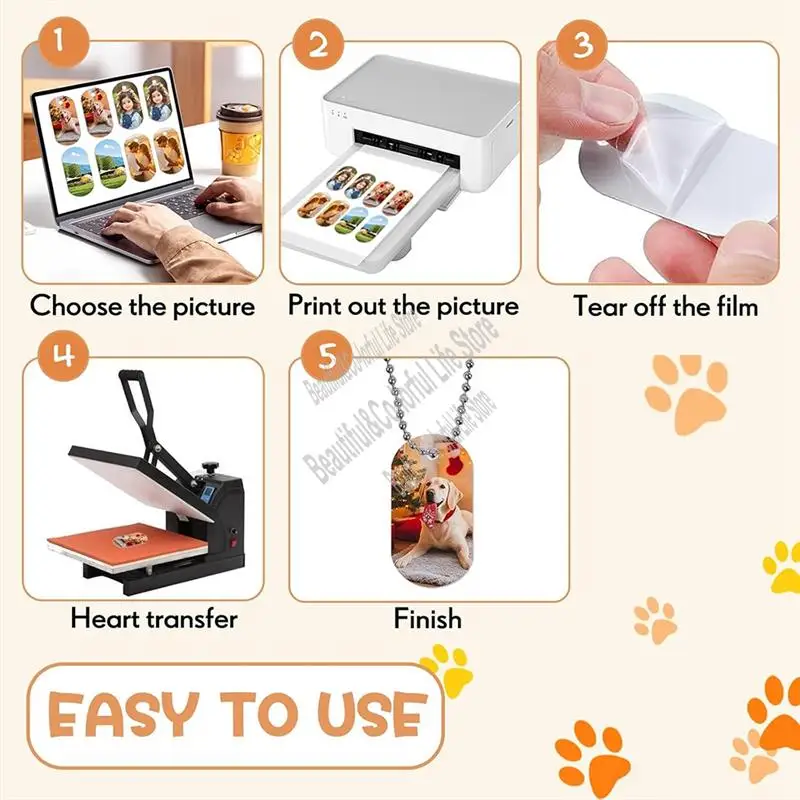 Sublimation Dog Tags Blanks 48 Pcs Aluminum Sublimation Dog Tag Chain Necklace Double Sided Dog Tags Oval For Pets-LICG
