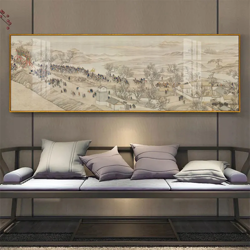 

Qianlong's Southern Tour The Qing Dynasty Masterpiece Reproduction Traditional Chinese Style Oil Painting Scenery Home Décor4