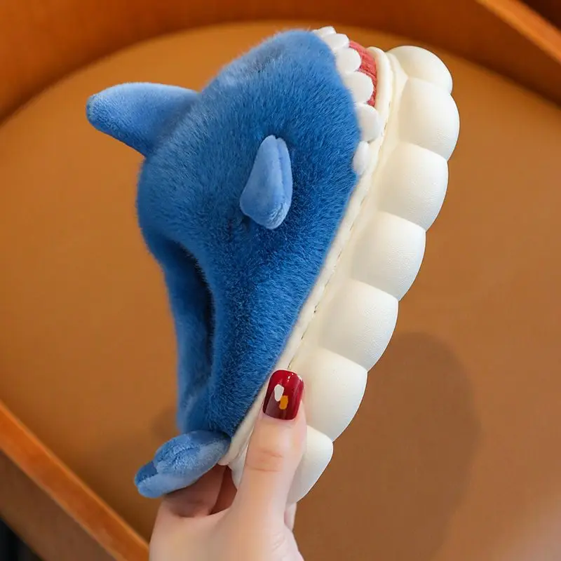 Chinelos infantis engraçados de tubarão, chinelo de tubarão verde nublado, sapatos de pelúcia animal, Babi, Peixe, Novo, 2023