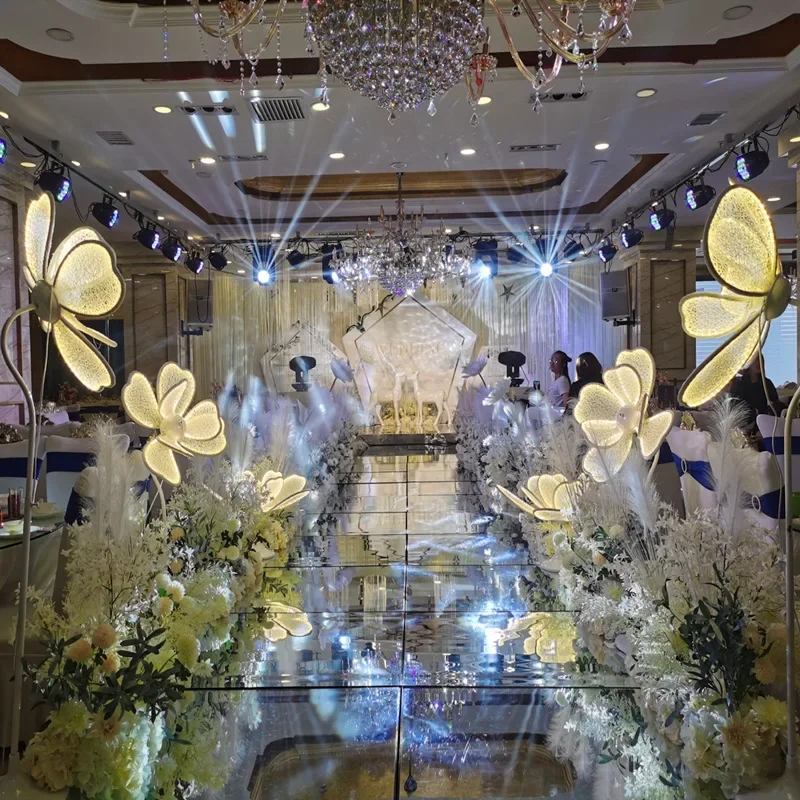 silk flower lamp weddings stage decoration walkway guide light stand pillar road lead LED light