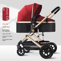 Baby Stroller High Landscape Lightweight Travel Stroller Newborn Baby Two-way Swivel Seat Four Wheel Baby Stroller 3 in 1