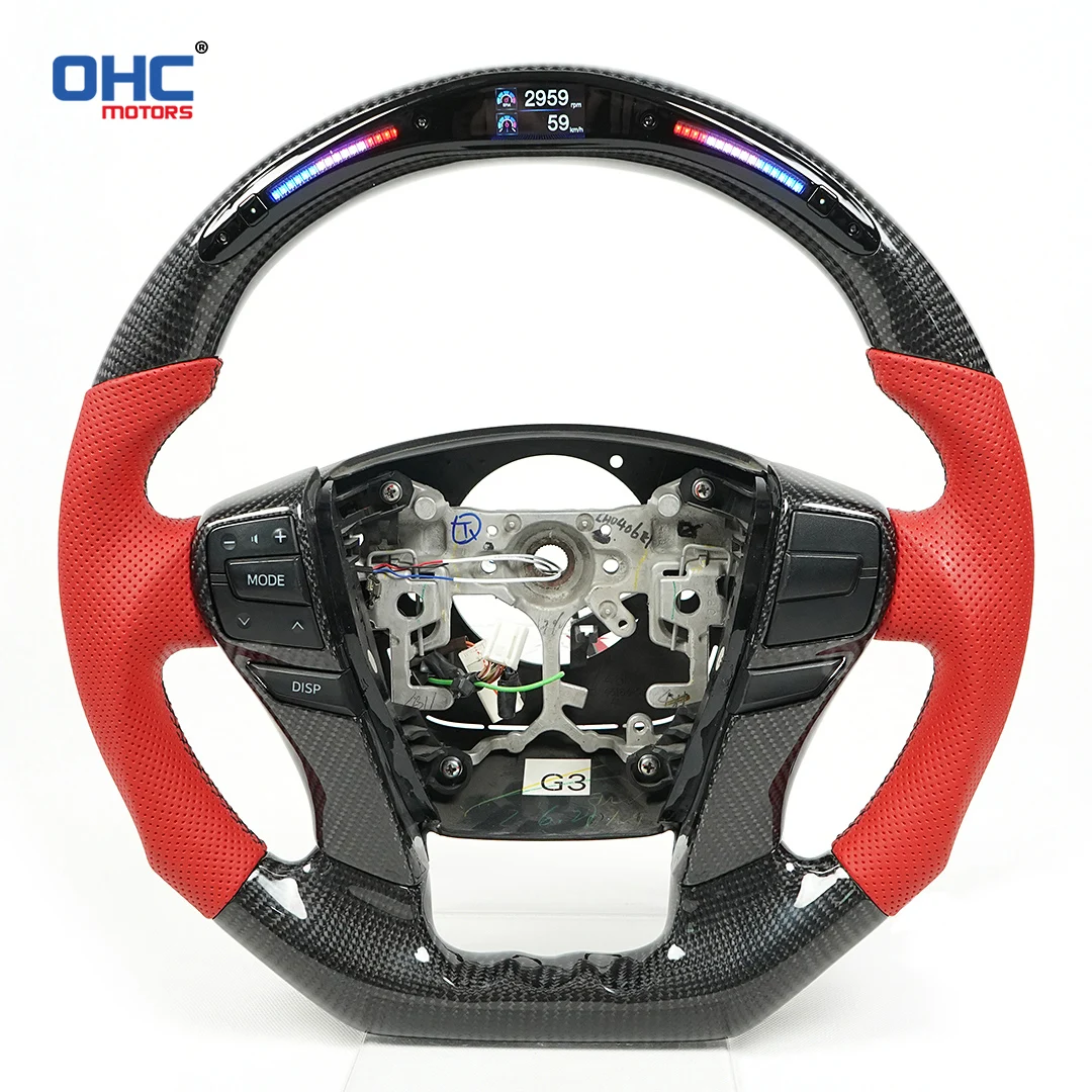 OHC MarkX Galaxy Pro LED Carbon Fiber Steering Wheel For Toyota Punched Leather Customized Lmprove Driving Experience