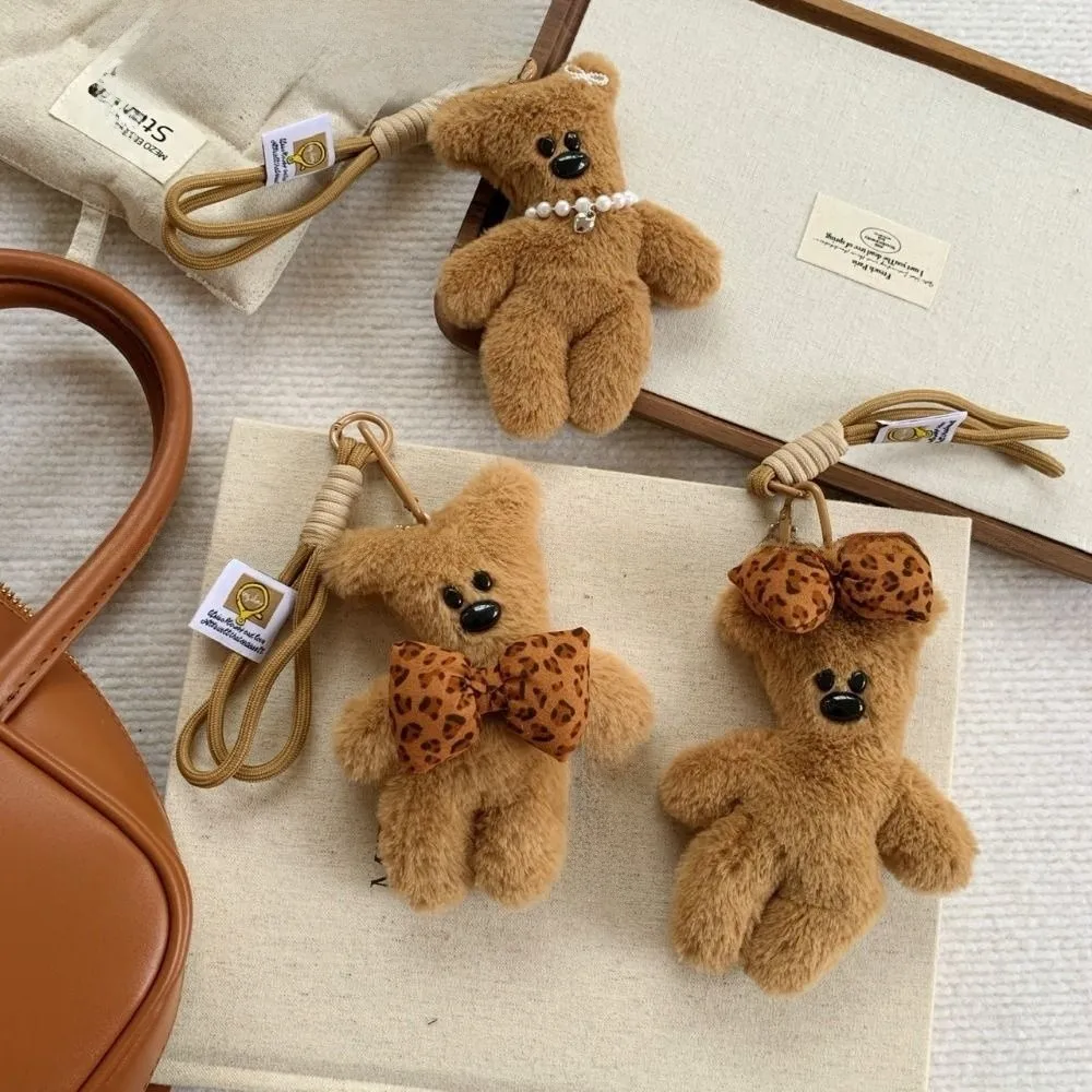 Kawaii Soft Bear Bag Charm Bag Hanging Brown Keychain Cartoon Doll Handmade Craft Bag Accessory Car Decoration