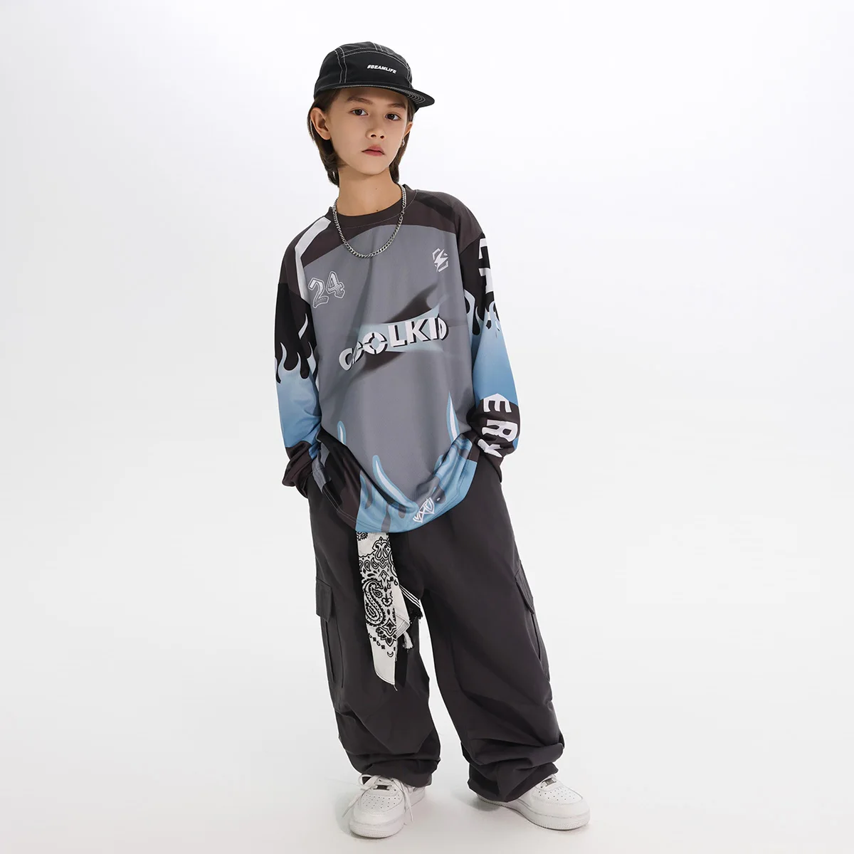 Loose Long Sleeve T-shirt Pant Clothes Street Dance Boys Jazz Dance Costumes Hip Hop Dance Performance Stage Clothing DN21863