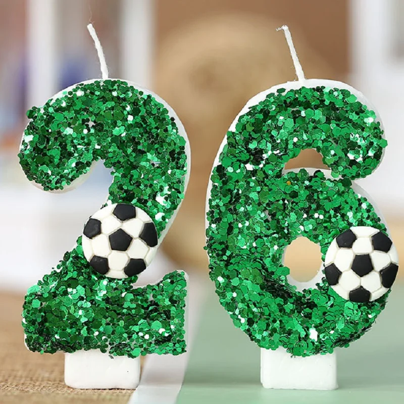 1PCS Number 0 1 2 3 4 5 6 7 8 9 Football Decoration Birthday Candle Boy Cake Things Candle Sparkles Children's Candles Surprises