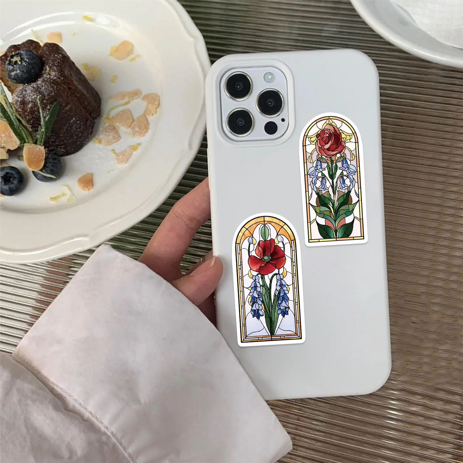 50 قطعة نافذة زجاجية ملونة الزهور ملصقات الإبداعية الكرتون الكتابة على الجدران الديكور DIY بها بنفسك دفتر حقيبة الغيتار الشارات لوح التزلج