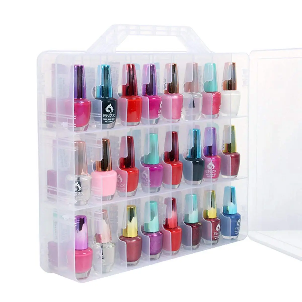 

Nail Polish Organizer Holder,Portable Universal Clear Double Side Organizer and Thread Storage Case for 48 Bottles Adjustable