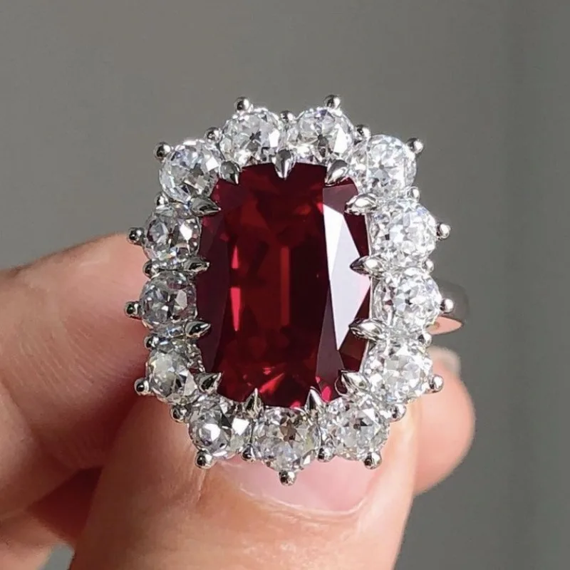 New Ruby Zircon Ring for Women, Classic INS European Style, Exquisite Inlaid Design, Elegant Fashion Daily Finger Jewelry Access