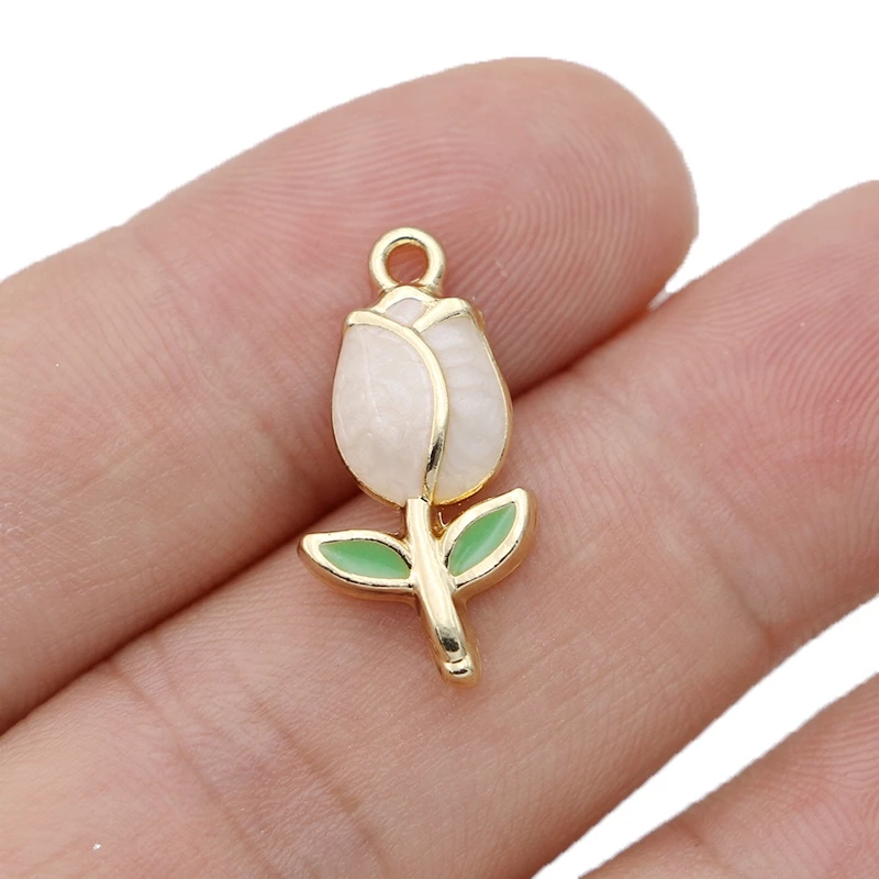 10 قطعة مطلية بالذهب المينا روز زهرة قلادة Charm لصنع المجوهرات سوار قلادة Earrings بها بنفسك أقراط اكسسوارات الحرفية النتائج