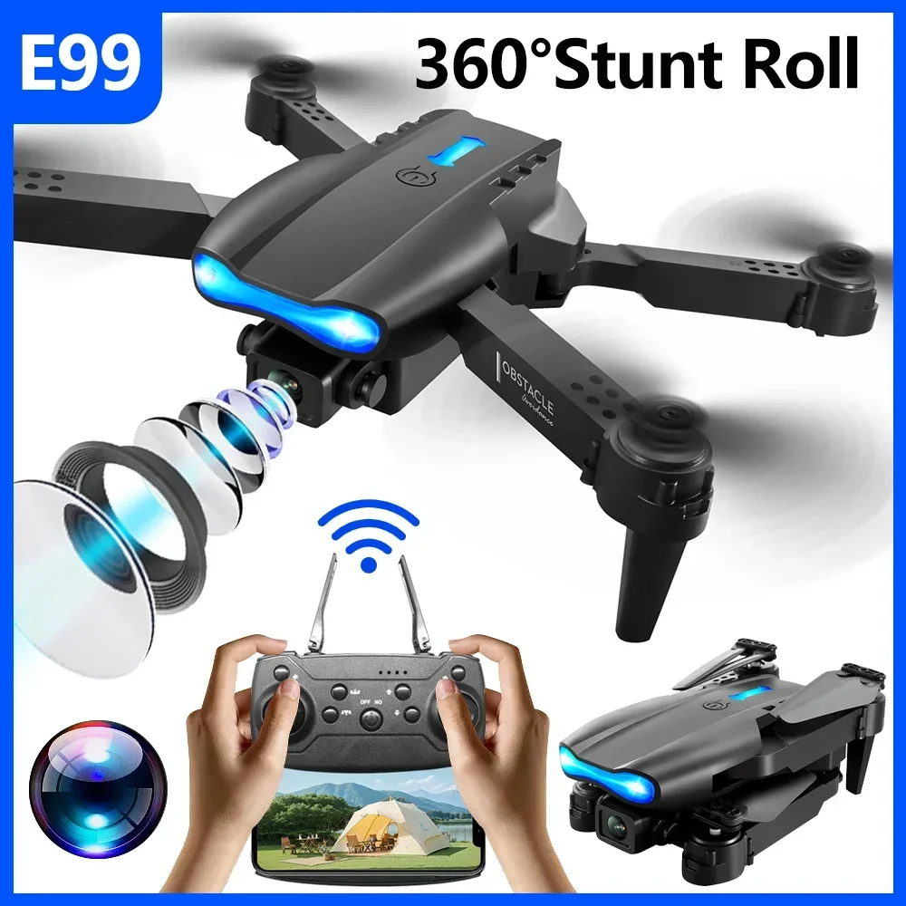 원클릭 드론 E99 UAV 360 도 회전 접이식 미니 리모컨, WIFI 항공 사진 쿼드콥터 장난감 헬리콥터, 신제품