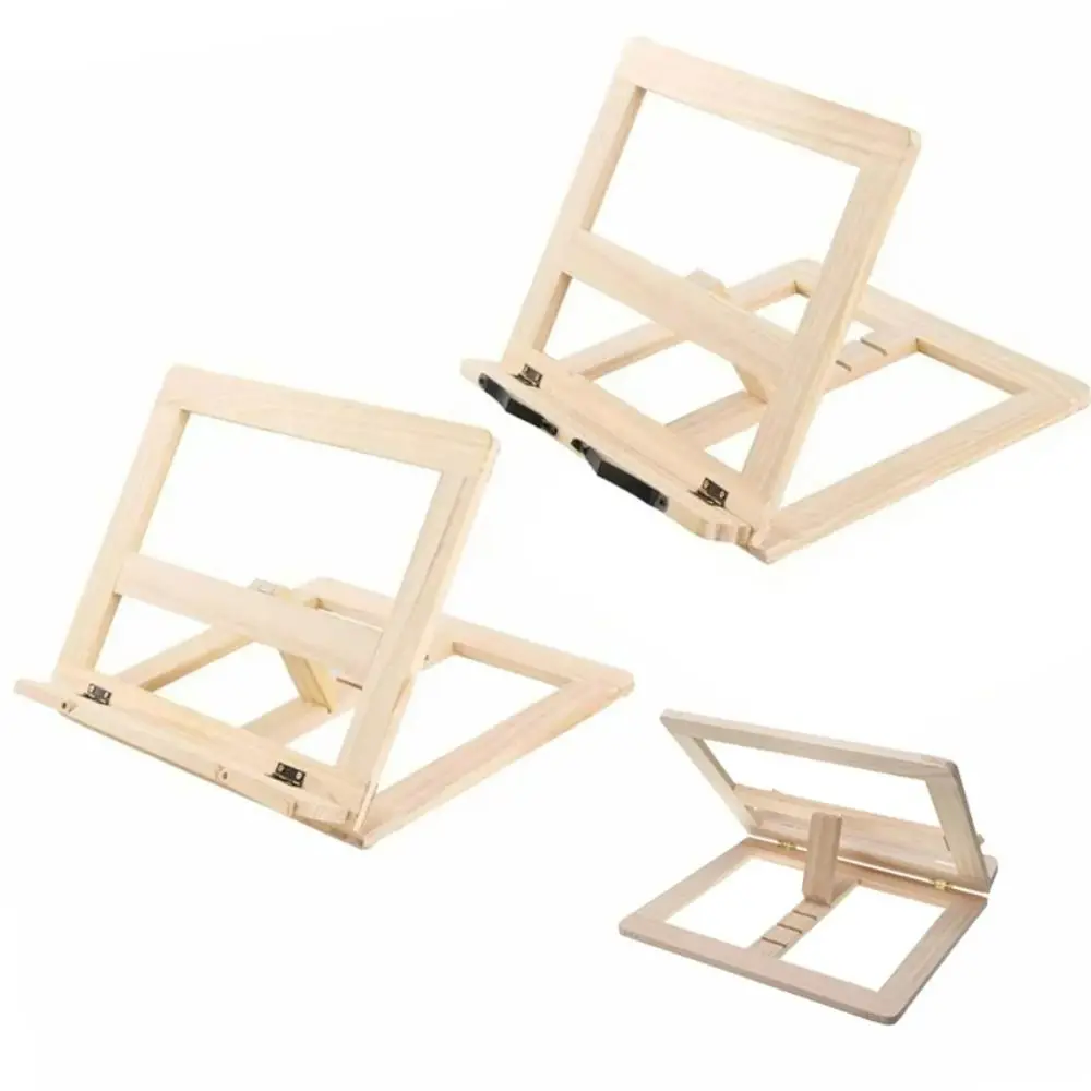 

Portable Wooden Book Reading Holder Nonslip Folded Tabletop Support Rack Adjustable Kitchen Recipe Bookrest Office