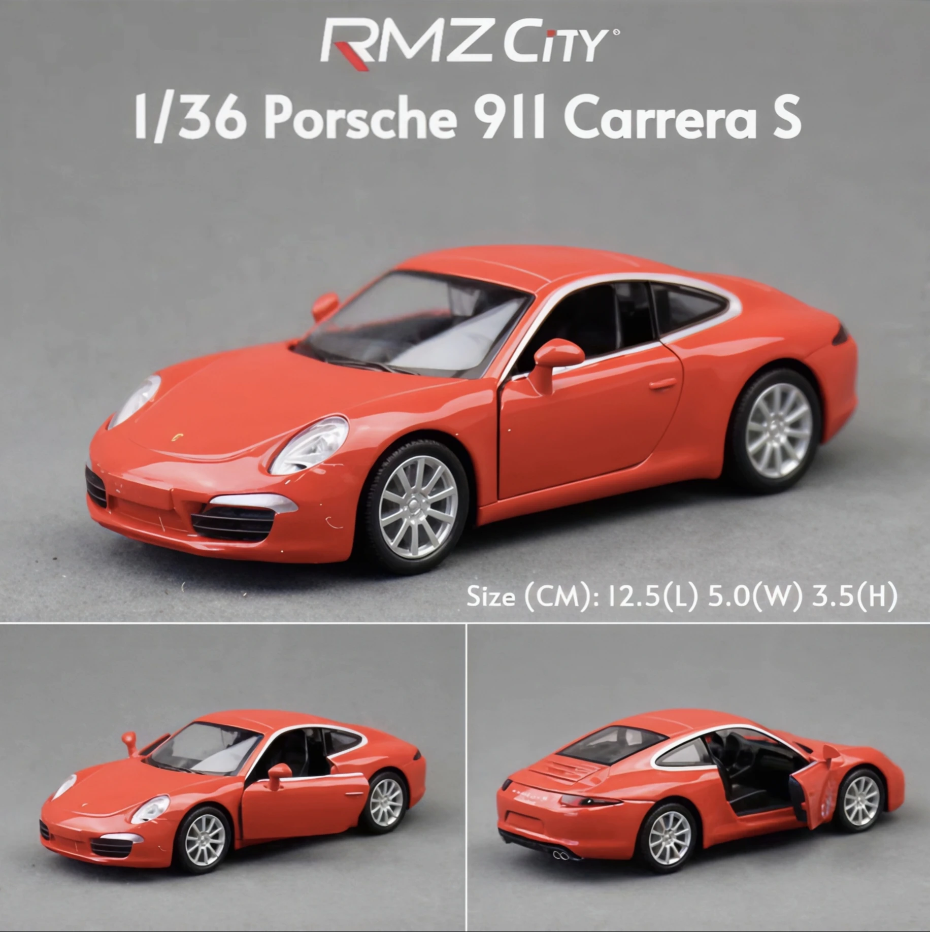 

Масштабная модель Porsche 911 Carrera 1:36, литая под давлением, с открывающимися дверями, инерционным механизмом, коллекционная игрушка, праздничный подарок