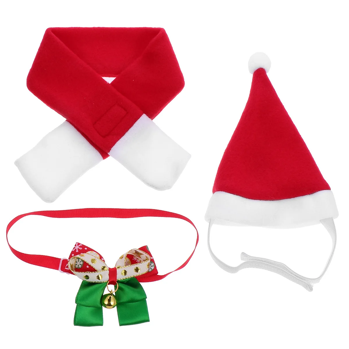 

3Pcs Christmas Pet Costume Collar Scarf Hat Set Fashion Red White Holiday Outfit for Large Medium Dogs Xmas Christmas Collar