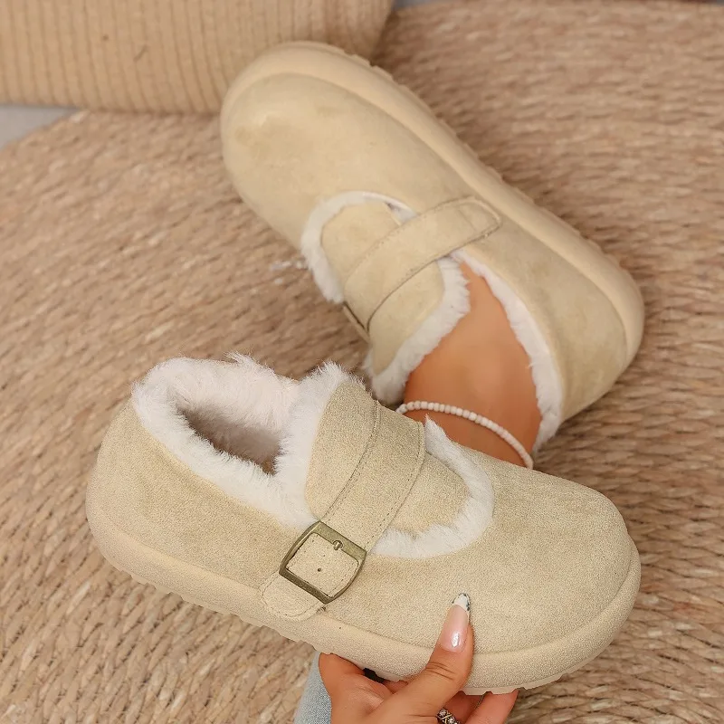 New Winter Women's Solid Color Vintage Comfortable Thick Sole Mid Heel Snow Boots Women Casual Keep Warm Fashionable Snow Boot