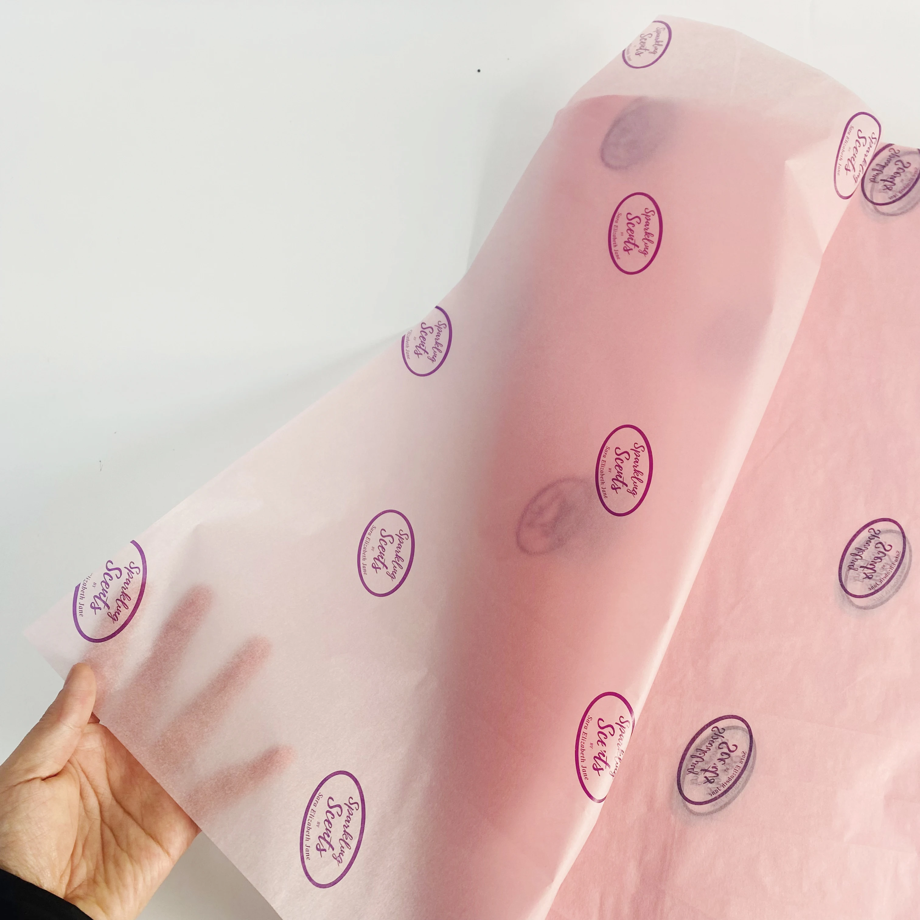 Pink Custom Packaging Clothes Wrapping Tissue Paper Brand Name Printed Wrapping Tissue Paper For Garment/Book/Shoes