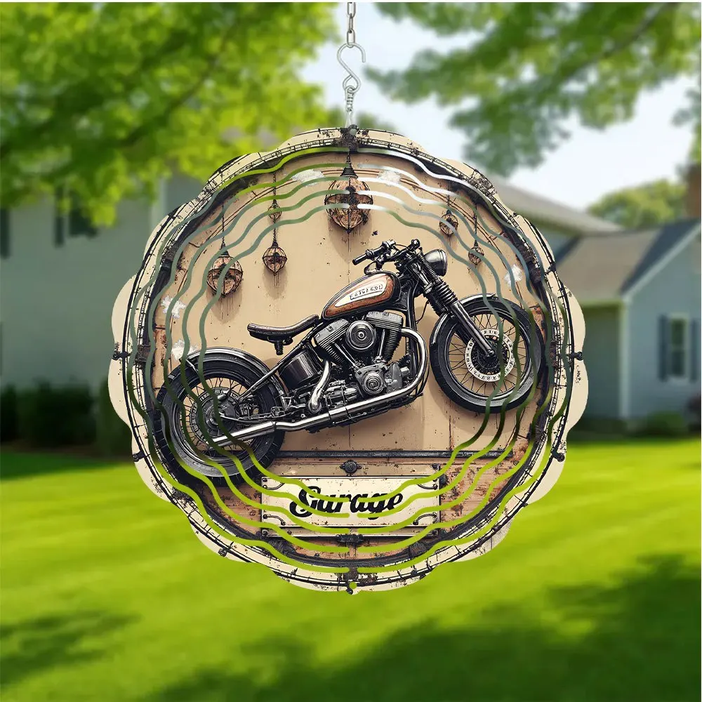 1pc 2D Flat, Metal Wind Chime, Retro Ride Magnet - Classic Vintage Motorcycle with   Home Decoration Wall Hanging