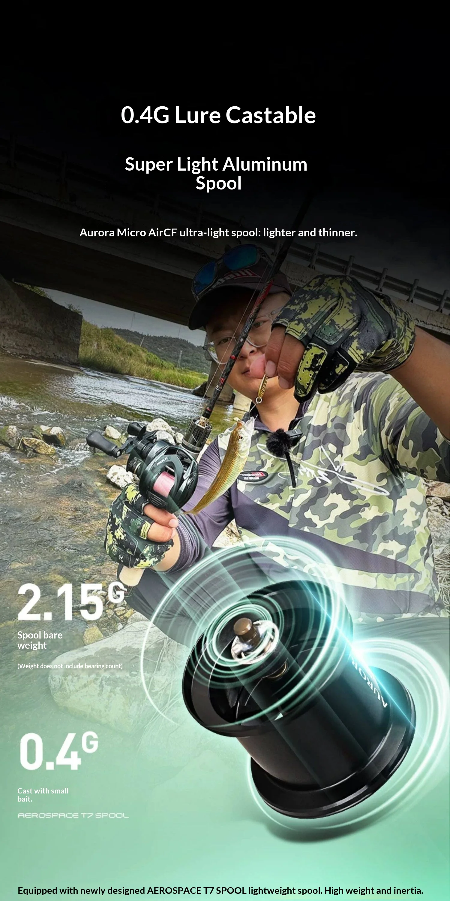 Hasida Baitcasting-Rolle Aurora Air CF Ultraleicht 109g Kohlefaser-Gehäuse Halb-Keramik-Lager Weitwurf-Angelrolle – Detail 6