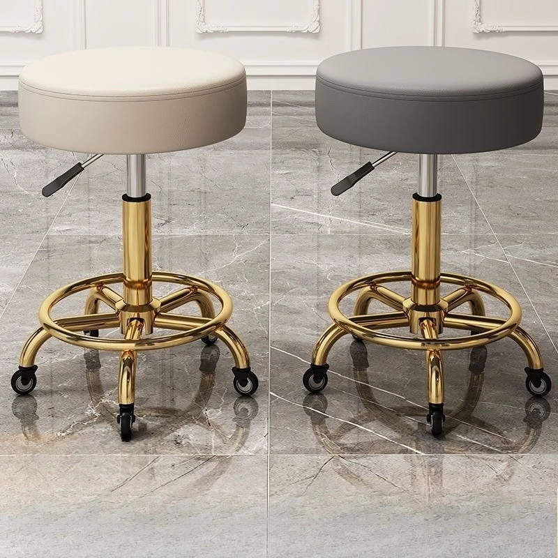 صالون كرسي دوار قابل للتعديل ارتفاع المتداول كرسي فني مستدير تصفيف الشعر مانيكير كرسي الحلاق نمط الاستخدام المهني