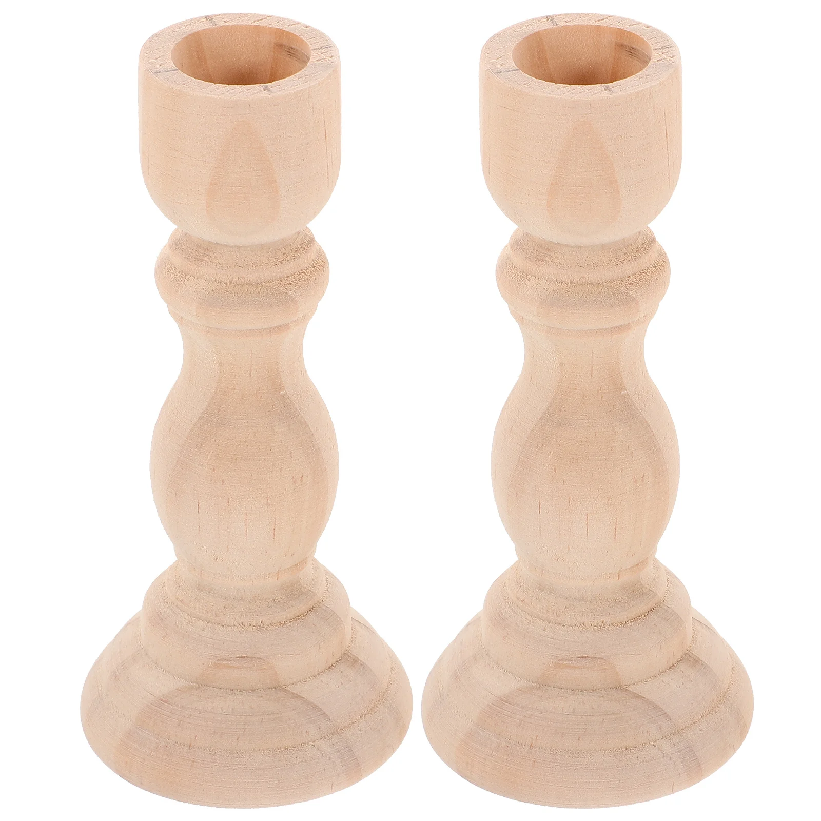 2Pcs Wooden Holder Exquisite Craftsmanship Rustic Taper Stand for Tabletop Decoration Home Decor