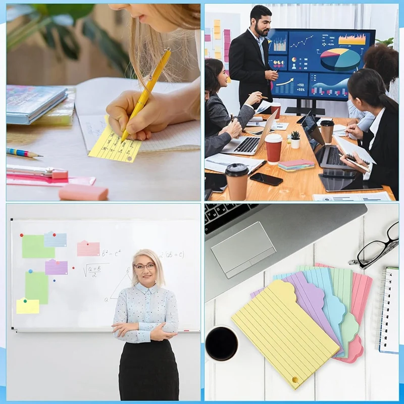 FULL-125 szt. Karty indeksowe Kolorowe karty indeksowe w linie 3X5 cali Karty flash do nauki z pierścieniami i kolorowymi znacznikami