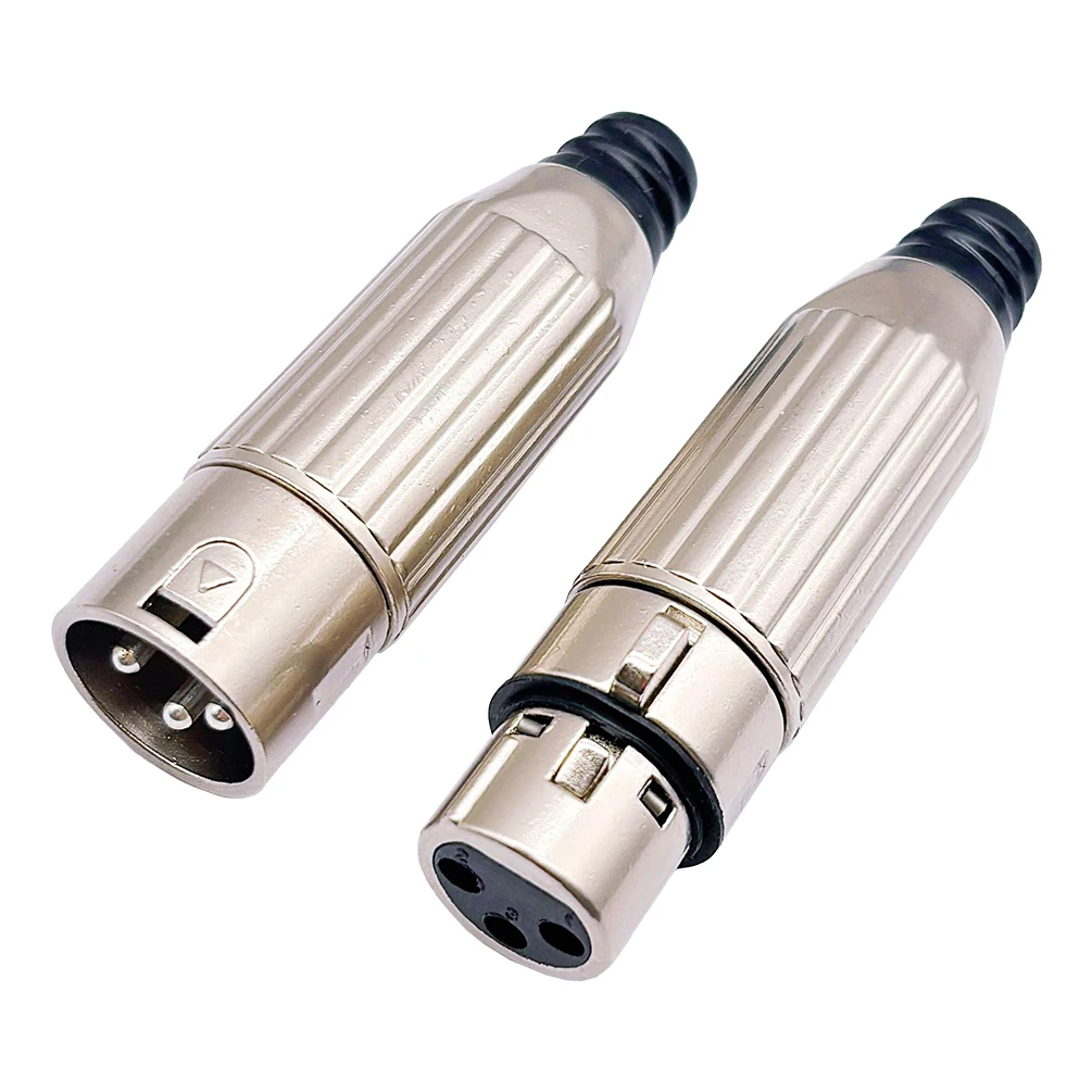3-Pin XLR Connector Plug Male & Female Plugs for Microphone Audio Speaker Durable Metal Housing High-Fidelity Sound Transmission