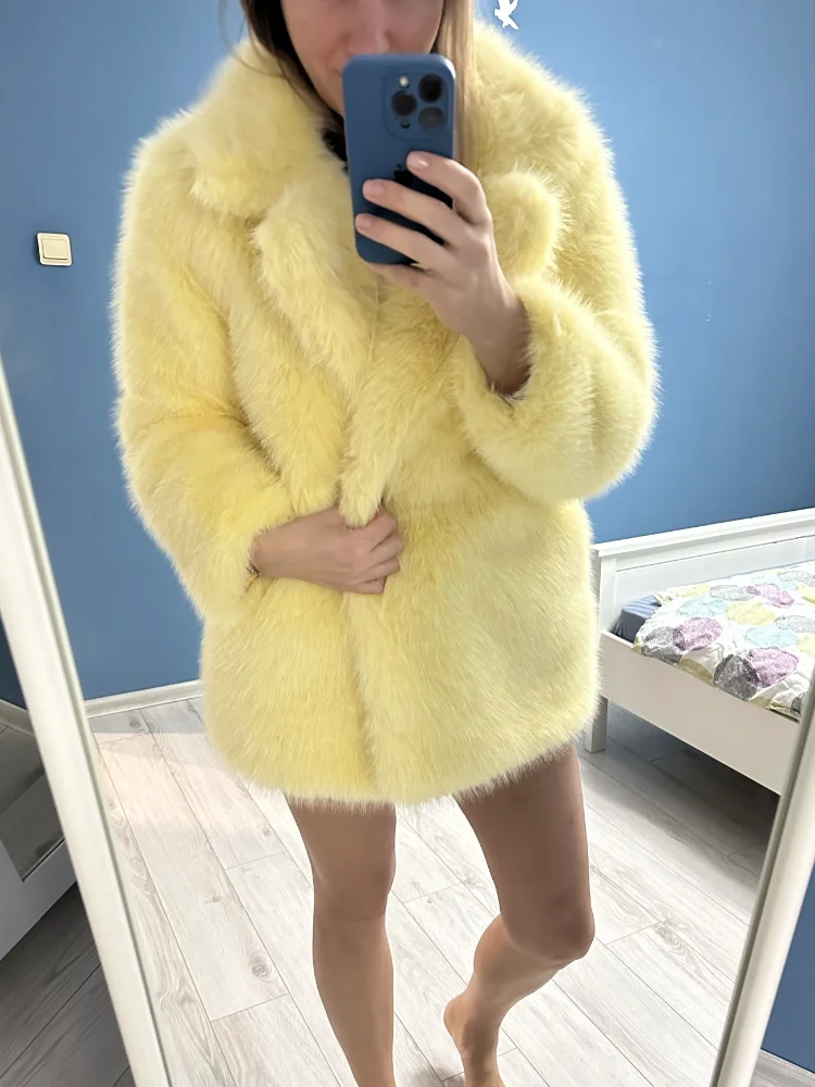 Women Winter 2025 High Quality Luxury Faux Fur Coat Thicken Warm Overcoat Outerwear Hot Girls Solid Long Fox Fur Jackets