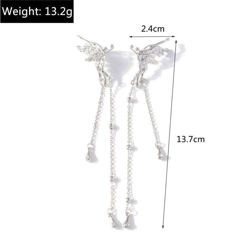 Aihua 1pc Weibliche Y2K Fee Schmetterling Quaste Clip Ohrringe für Frauen Mädchen Elf Engel Ohr Manschette Ohrring Mode schmuck Geschenke – Detail 7
