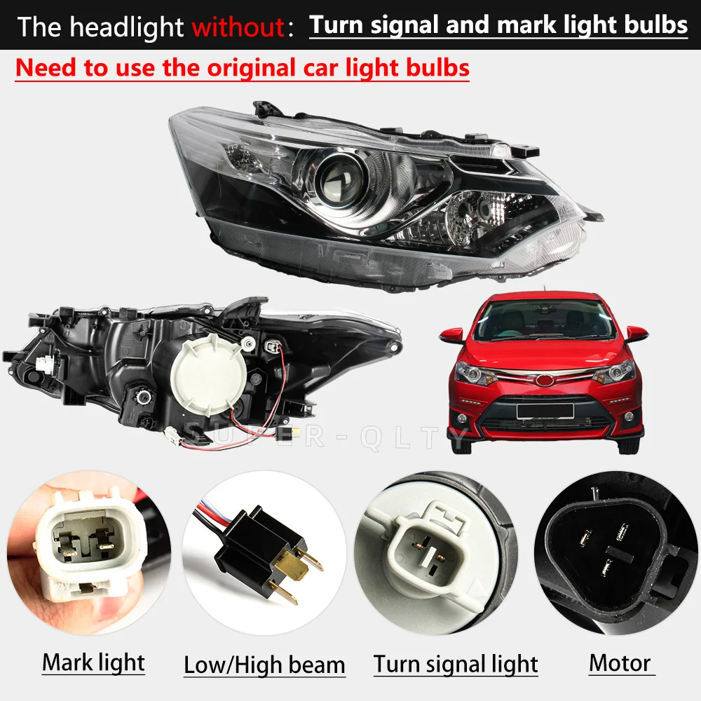 DEPO Headlights For TOYOTA VIOS 2013 2014 2015 2016 LED head light Upgrade Head Lamp Assembly