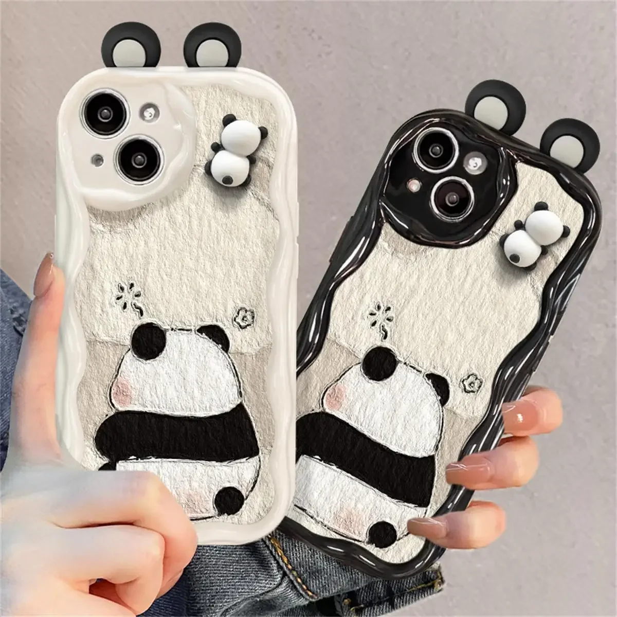 Cartoon 3D Panda Ears Phone Case For Samsung Galaxy S25Ultra S25 S24 S23 Ultra Plus FE A35 A34 A55 A15 A16 A54 A06 A24 cover