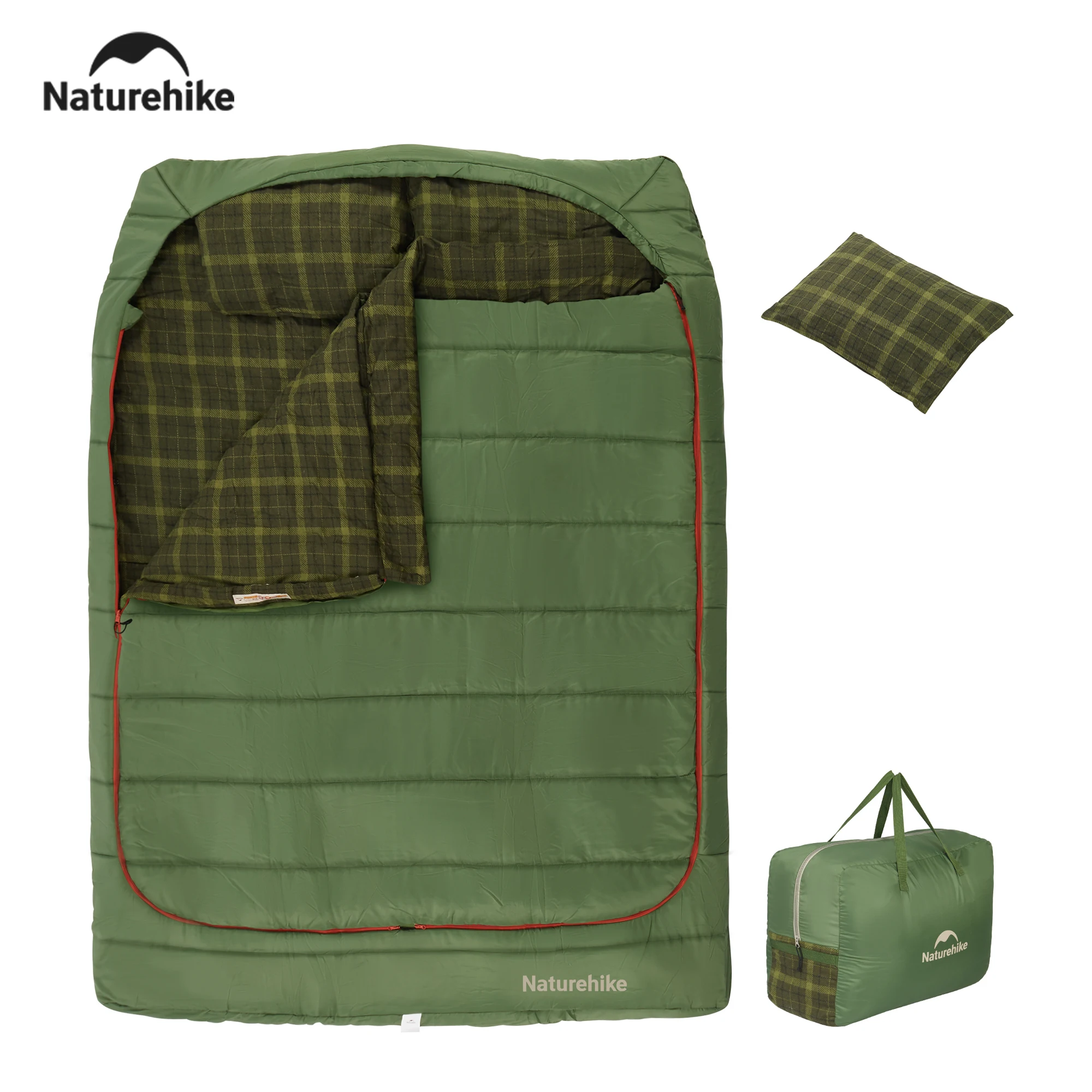 Naturehike 2026 New Camping Double Sleeping Bags 2 Person With Hood Large Quilt Outdoor 4 Season Removable 1 Person Sleeping Bag