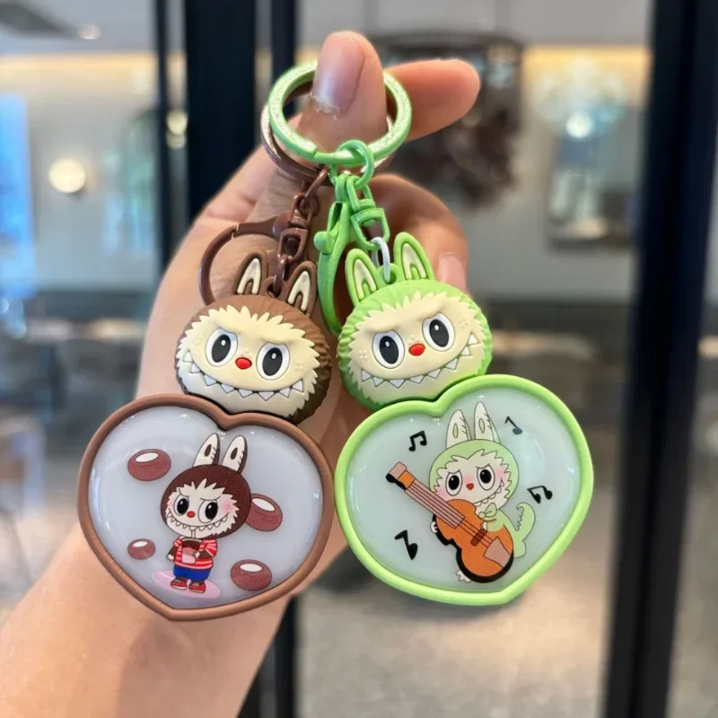 Labubu Figure Anime Character Cartoon Cute Love Night Light Keychain Creative Kawaii Bag Pendant Accessories Toy Gift Wholesale