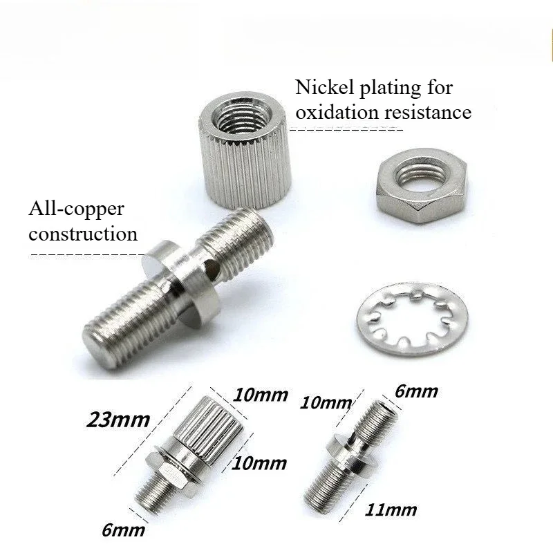 20A  M4 4mm  Grounding Post Pure Copper Nickel-plated Speaker Power Amplifier Current Connection Post Banana Plug Terminal