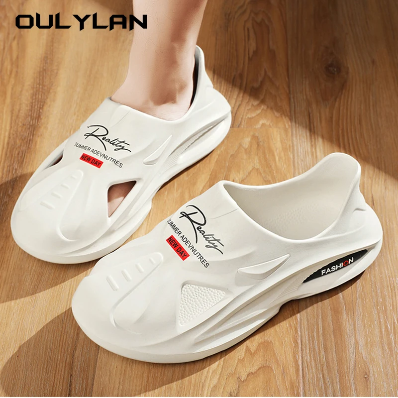 Oulylan 2024 New Men's Sandals Outdoor EVA Non-slip Waterproof Slippers For Men Comfortable Soft Heightening Shoes