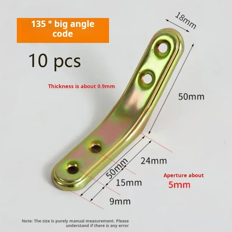 10PCS Color Zinc Iron Corner Brace 135 Degree Angle Connector Bed Cabinet Wardrobe Bracket Furniture Hardware