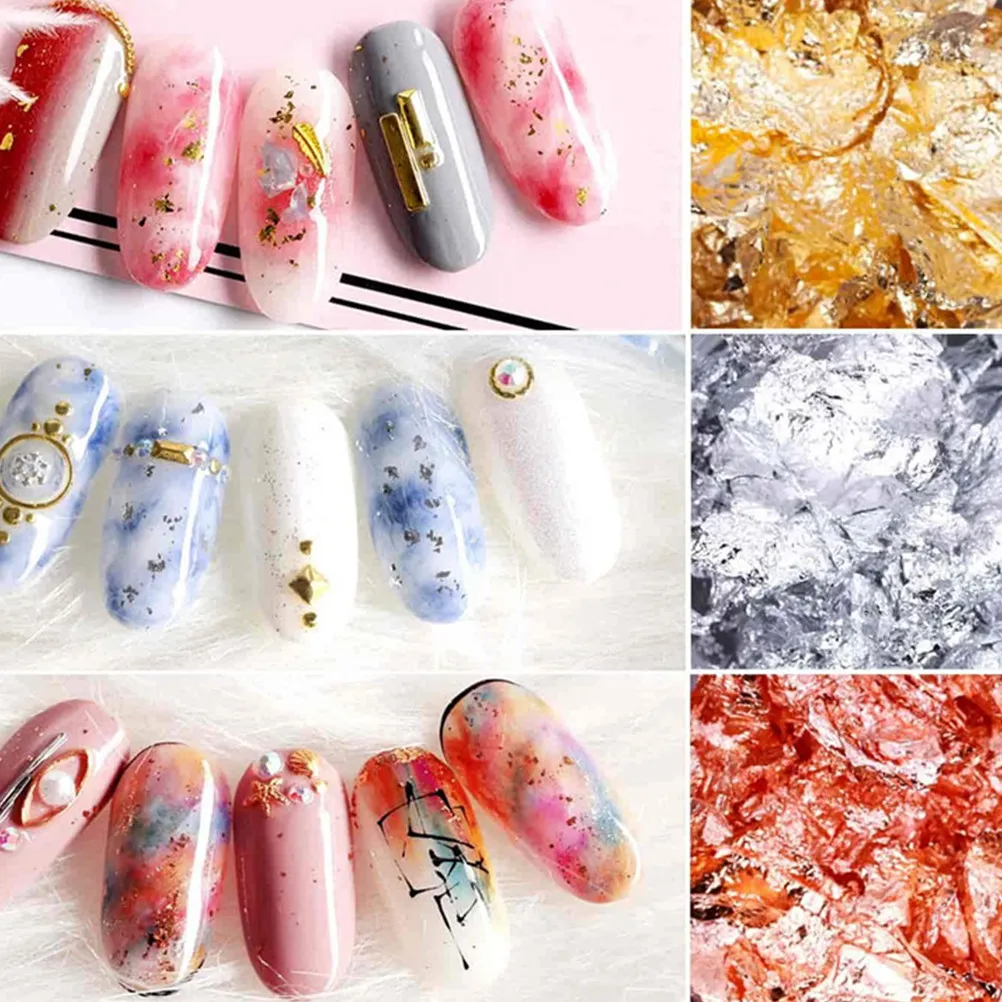 

1Set Gold Foil Nail Art Flakes Premium Glitter Sequins Colorful Nail Decors DIY Painting Handicraft Manicure Stickers Supplies