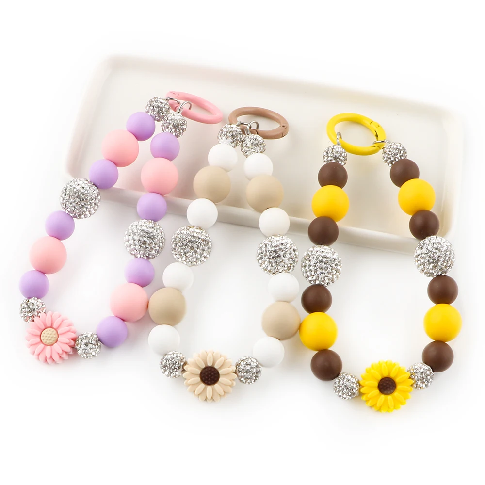 

86pcs/Set Silicone Daisy Round Beads Rhinestone Set For Jewelry DIY Bracelet Necklace Keychain Curtain Rope Pendant Accessories