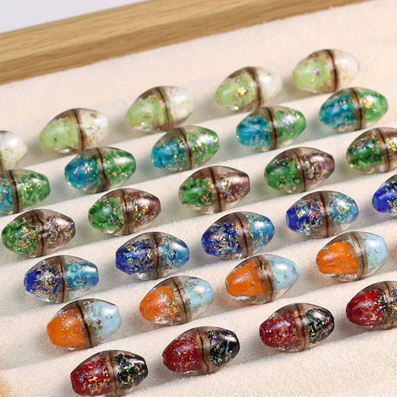 5pcs 12x18mm Double Color Luminous Lampwork Glass Beads For Jewelry Making DIY Bracelet Necklace Earring Pendant Accessories