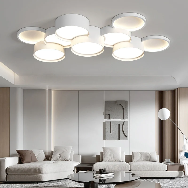 Modern Smart Led Dimmable Chandelier Living Room White Ceiling Chandelier Lamp Lustre Led Luminarias Irregular Mounted Led Lamps