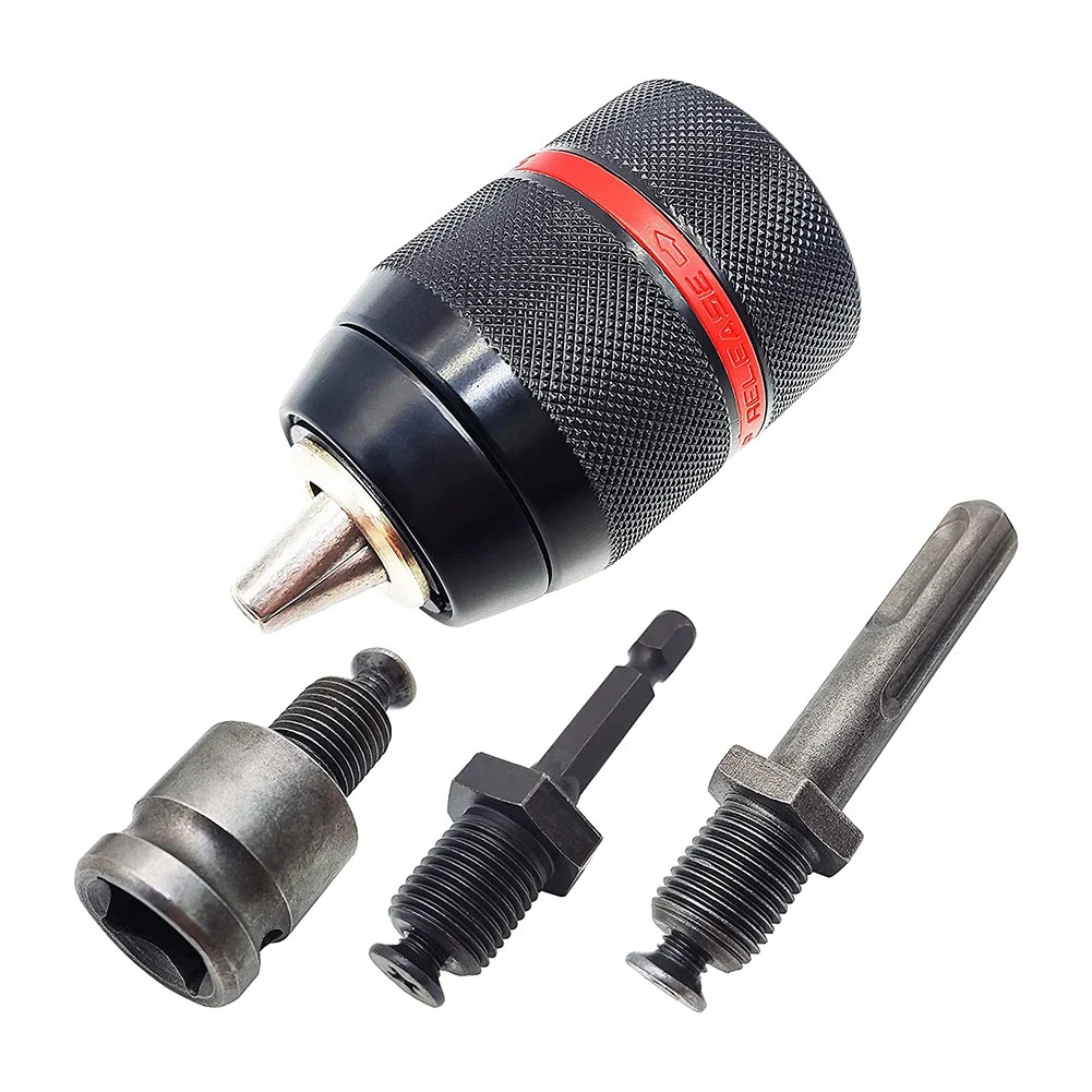 SDS-Plus 섕크 포함 키리스 드릴 척, 1/4 인치-20UNF, 1/4 인치 육각 섕크, 1/2 인치 소켓 스퀘어 렌치 어댑터, 1.5-13mm