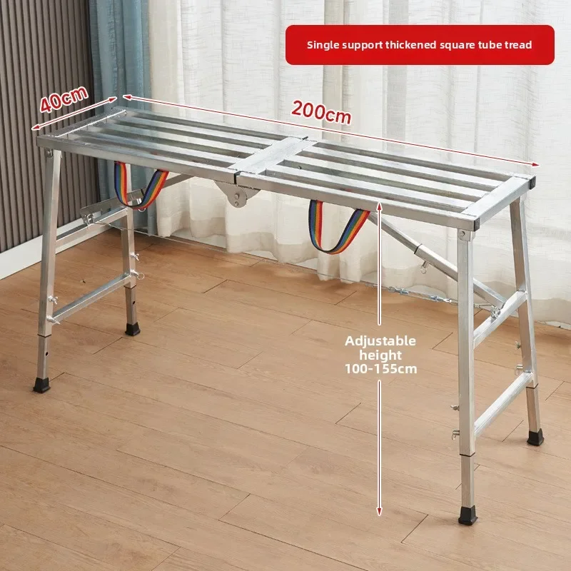Verdikte stalen paardenkrukladder, mobiel werkplatform, opvouwbaar steiger met dubbele steun, technische ladder voor binnendecoratie
