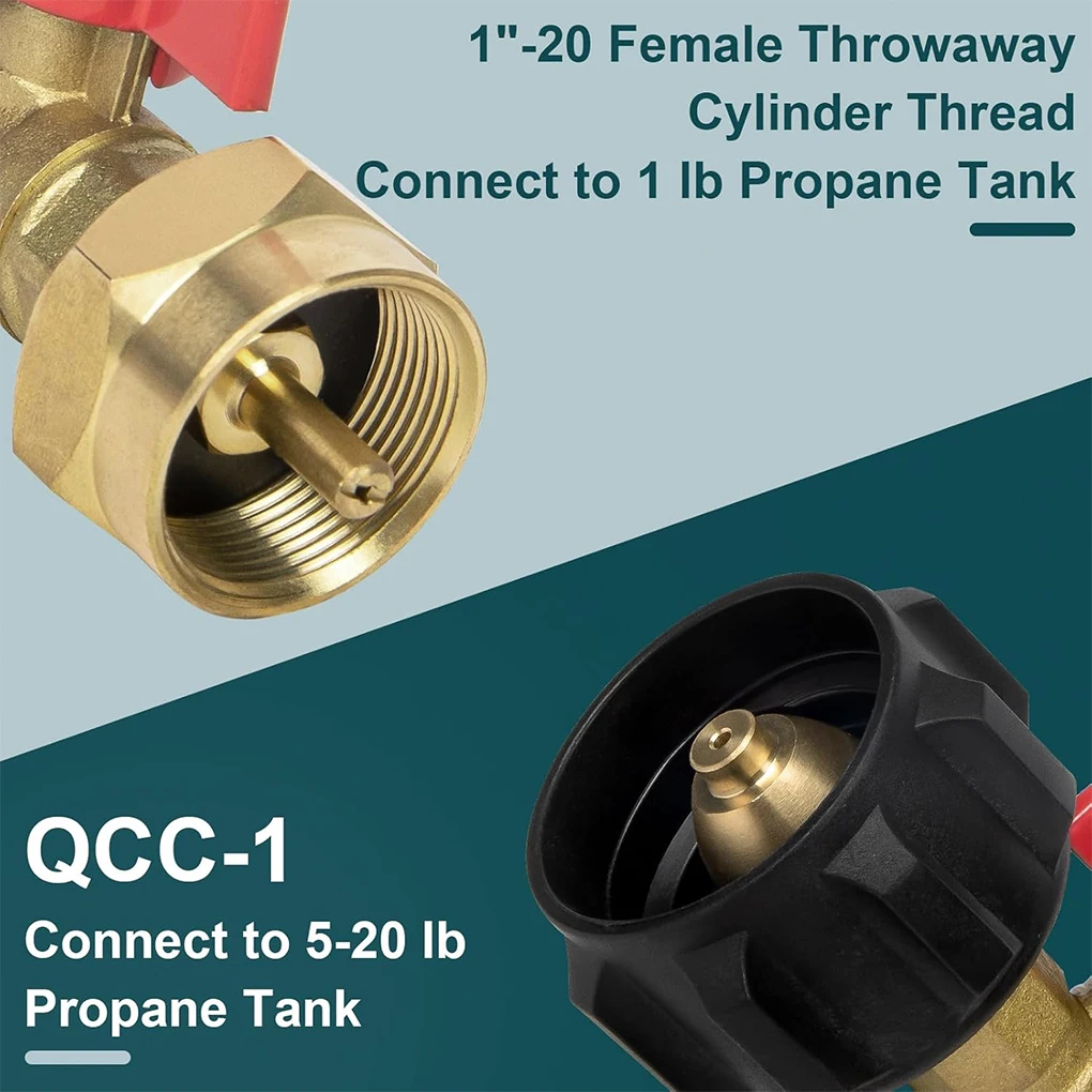 Upgraded Propane Refill Adapter 20lb to 1lb converter, Design with Valve and Gauge, QCC1 Propane Refill Adapter 90-Degree Elbow