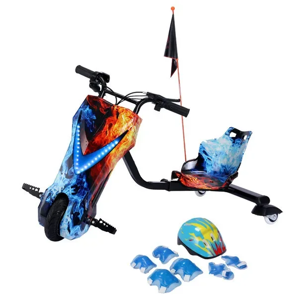 Electric elegant kart 360 ° tail flick three-wheel intelligent colorful children's drift car
