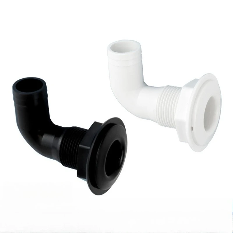 Marine 25-bend water outlet, yacht accessories, speedboat hardware drainage plug ABS nylon plastic bilge sewage