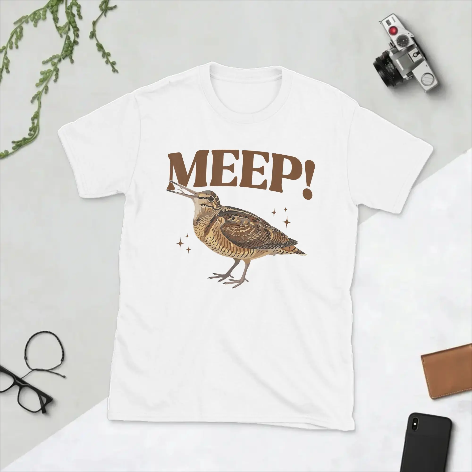 Meep Bird Meme Saying Meep Birds American Woodcocks Bird T-Shirt Men Cotton Tee Shirt Crew Neck Short Sleeve T Shirts