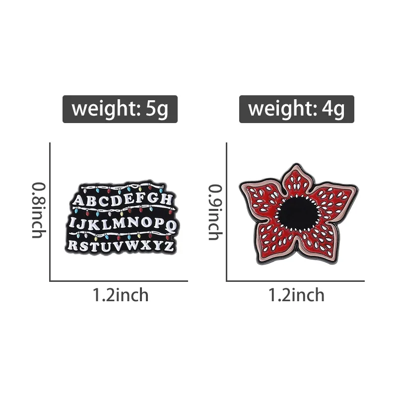 

Fantasy Horror Movies Brooch Enamel Pins Custom Red Piranha Plant Alphabets Brooches Lapel Badge Jewelry Gift for Fans Friends
