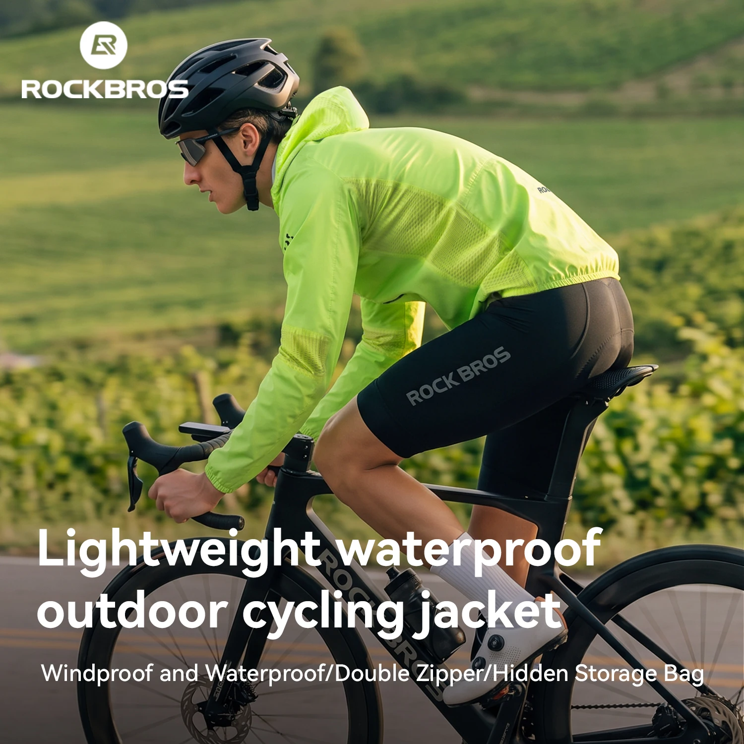 ROCKBROS Cycling Jacket Waterproof Breathable Hooded Bicycle Coat Windproof Lightweight Outdoor Cycling Jacket for Men Women